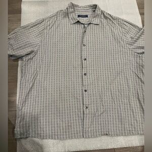 [4XB/PTP:31”]Tommy Bahamas Gray Checkered 100 Silk S/S Button Shirt